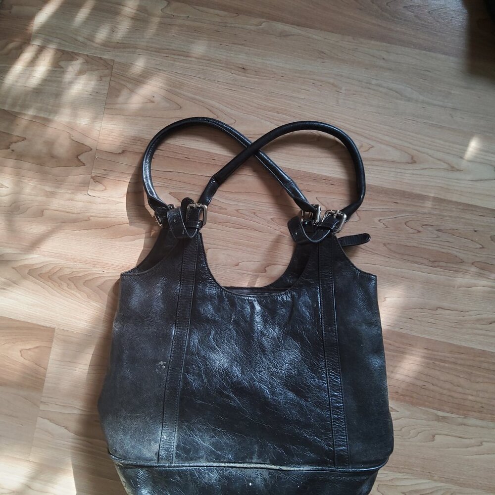 Black real leather purse